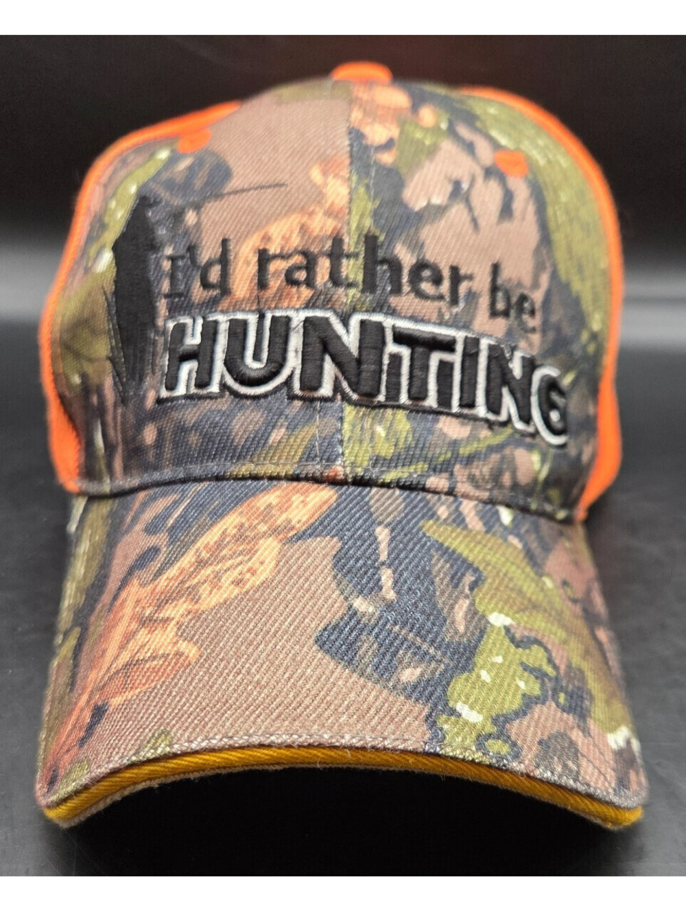 Hunting Camo Trucker Hat Mesh Snapback Orange Black Outdoor Cap Distressed